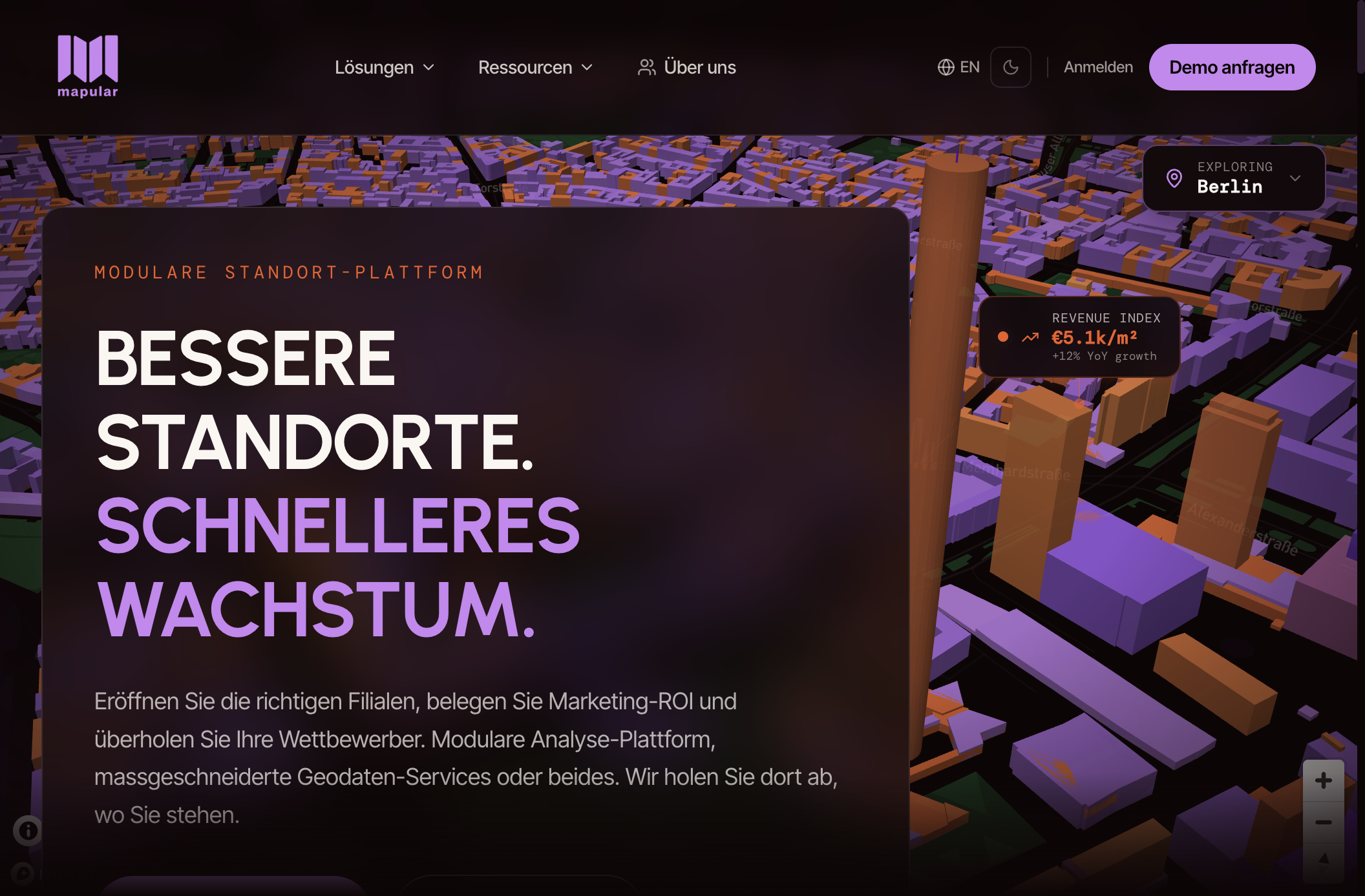 Mapular Website Screenshot – Standortintelligenz Plattform