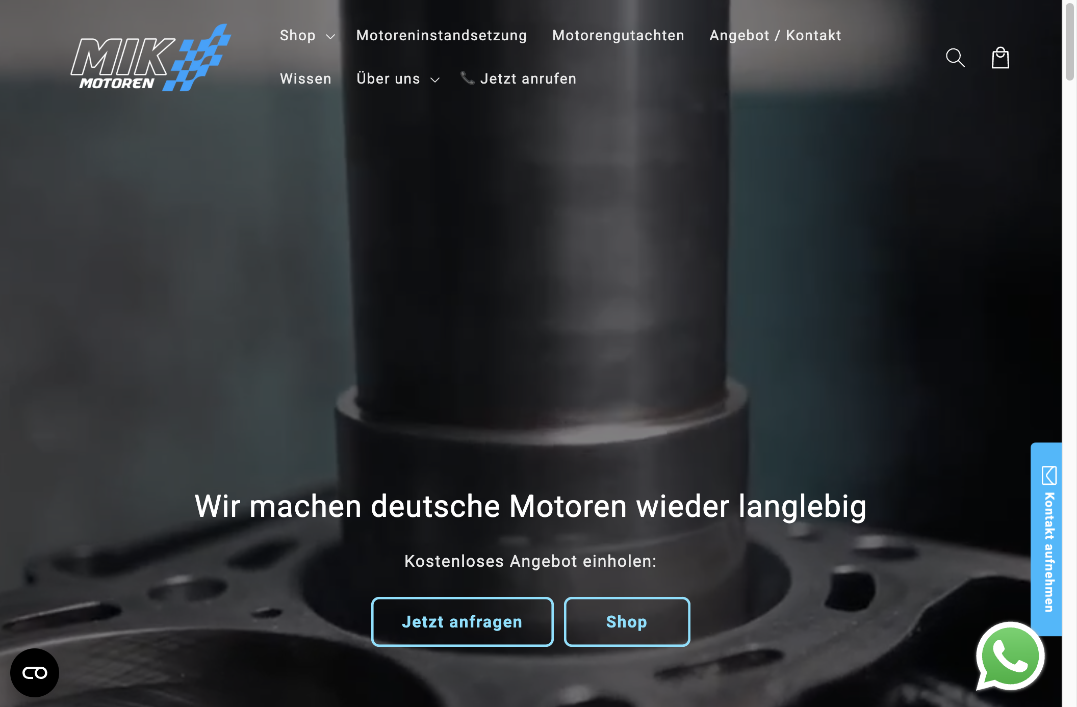 MIK Motoren Website Screenshot – Austauschmotoren Onlineshop