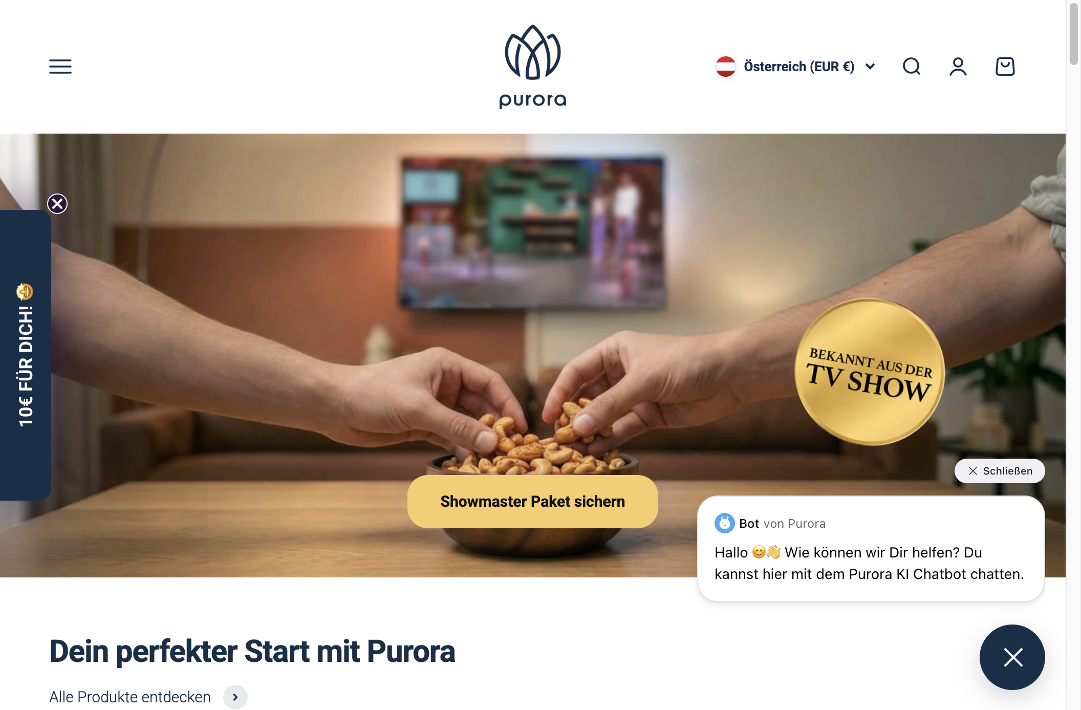 Purora Website Screenshot – Premium Food Onlineshop