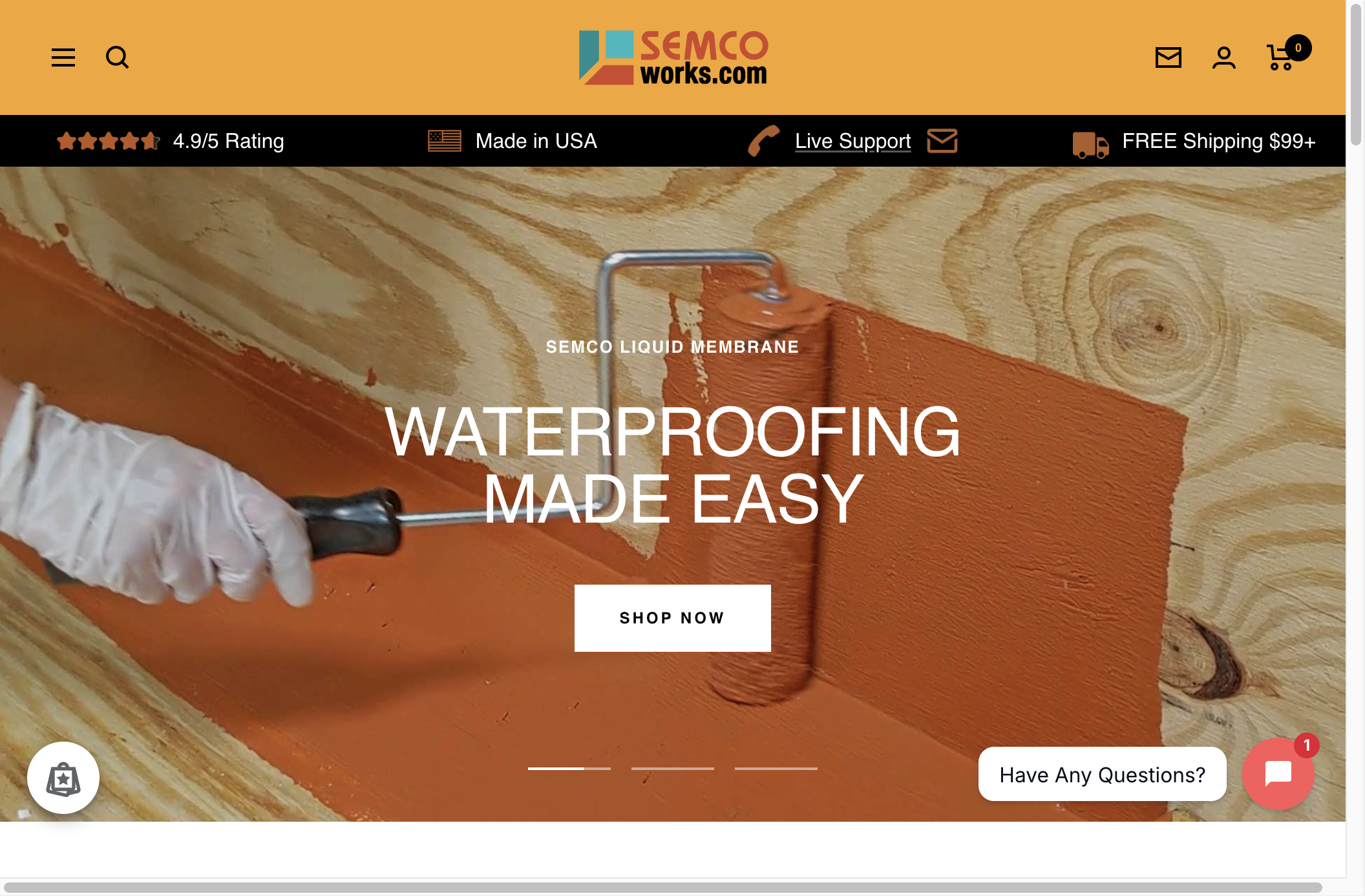 Semco Website Screenshot – Waterproofing Produkte